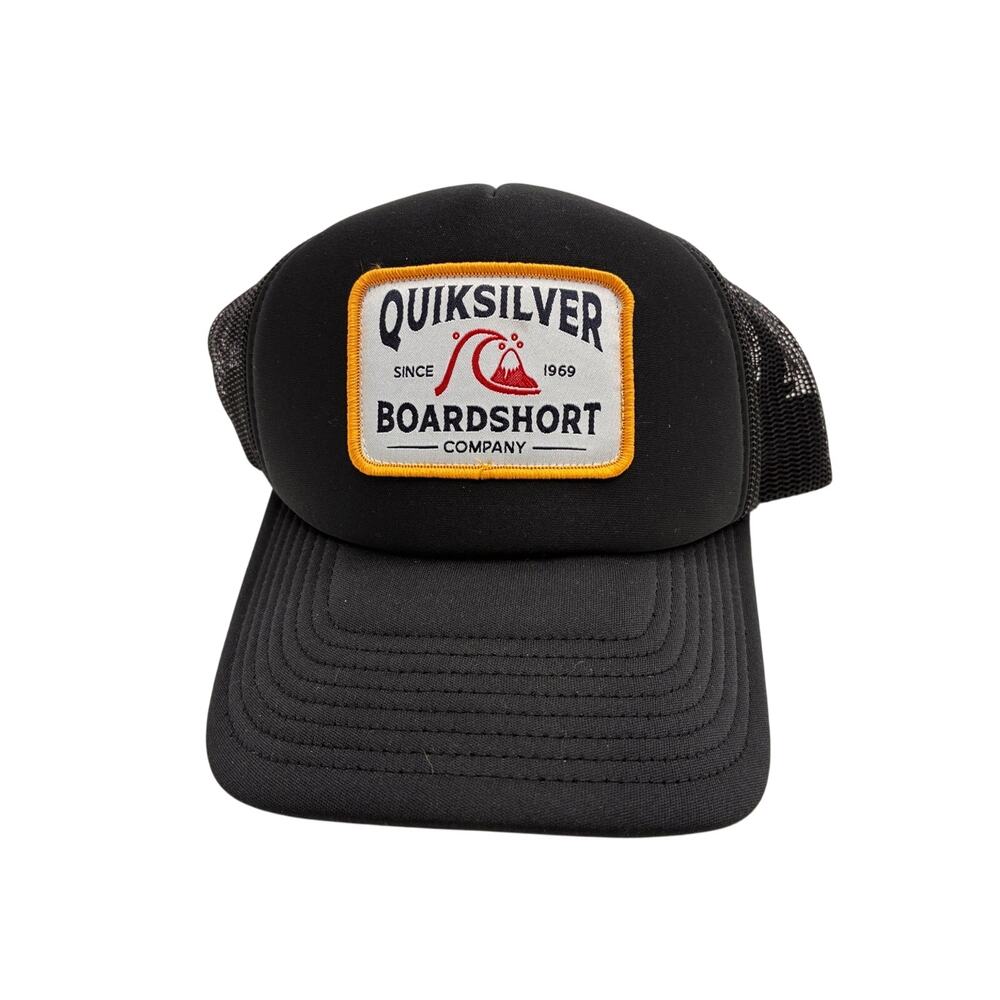 Quiksilver Trucker Hat Men's 58CM Black Mesh Snapback Boardshort Logo
